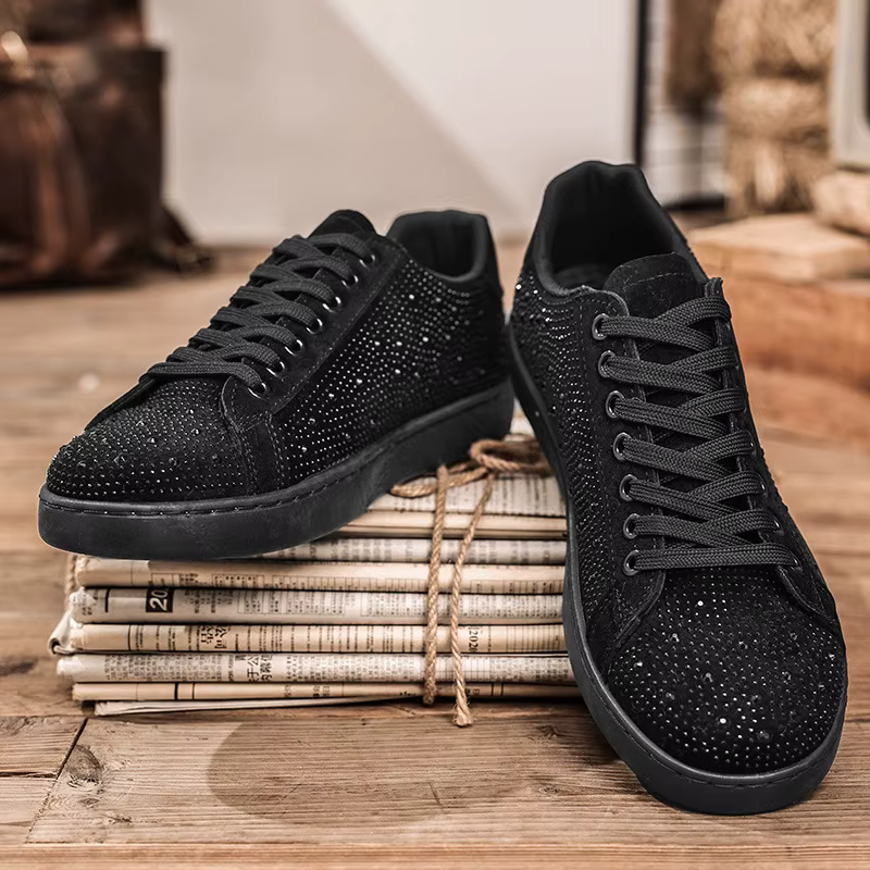 2025 nouveaux hommes diamant Flash baskets confortable respirant semelle plate voyage étudiant décontracté mat noir chaussures à la mode Tenis