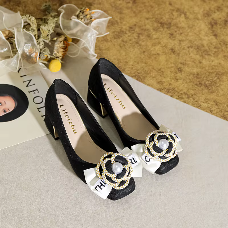 2025 grande taille chaussures pour femmes mode pompes Sexy fille fleurs talons hauts