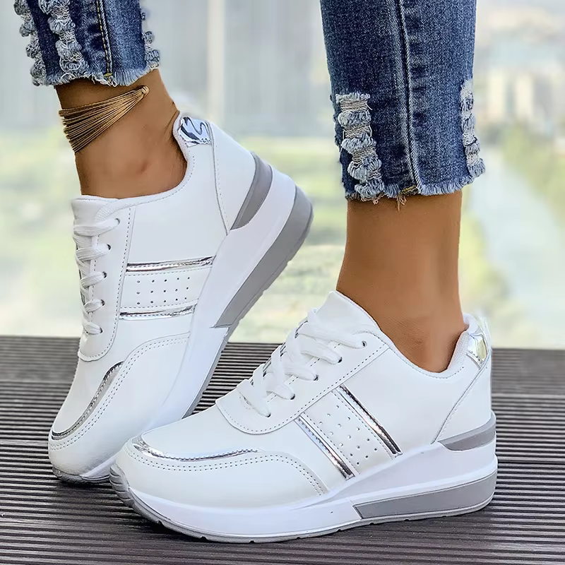 Baskets à Semelles Compensées Blanches Antidérapantes pour Femme