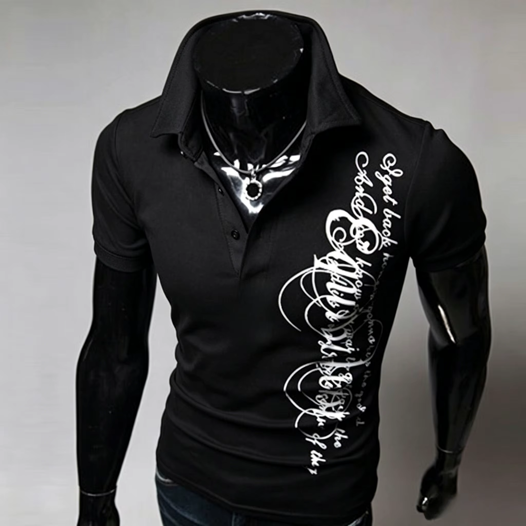 Polo-shirts America Retro Street Minimalist and Fashionable Hip Hop Y2K Print Polo Shirt Men's Polo Summer