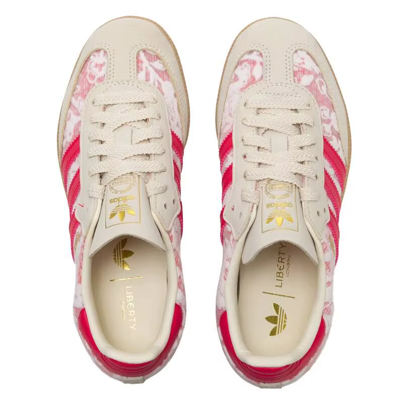Adidas Trefoil Chaussures de sport vintage en toile à motif floral pour femme, 3 bandes, semelle extérieure en caoutchouc, chaussures décontractées de style urbain JR8841