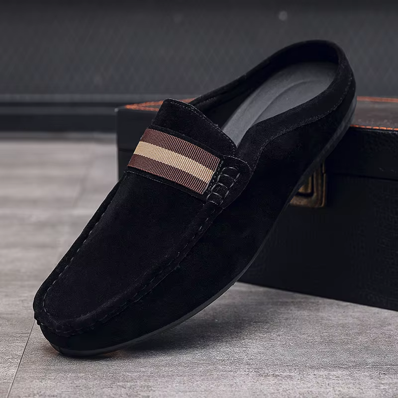 Mules d'été en daim et cuir