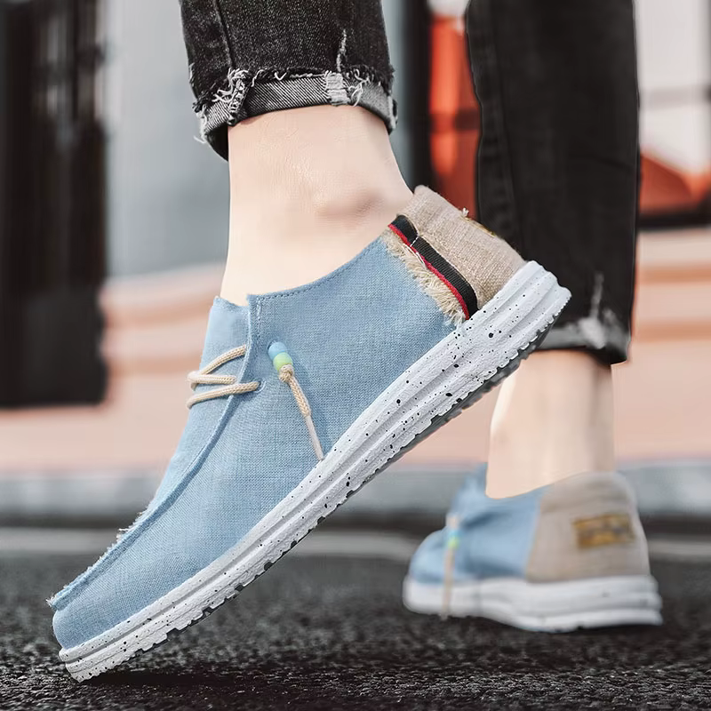 Printemps été bleu hommes chaussures bateau décontractées léger sans lacet