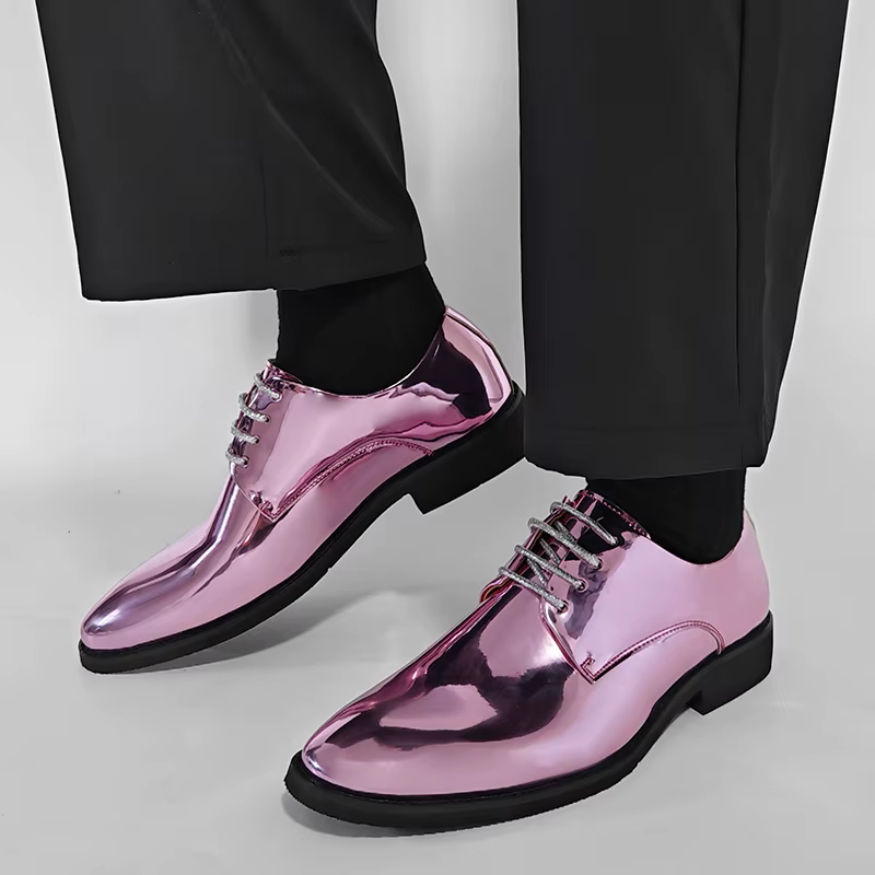 YEHENG Chaussures habillées métalliques brillantes pour hommes