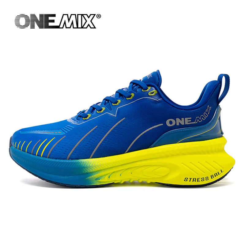 ONEMIX blanc chaussures de course sur route pour hommes coussin d'air
