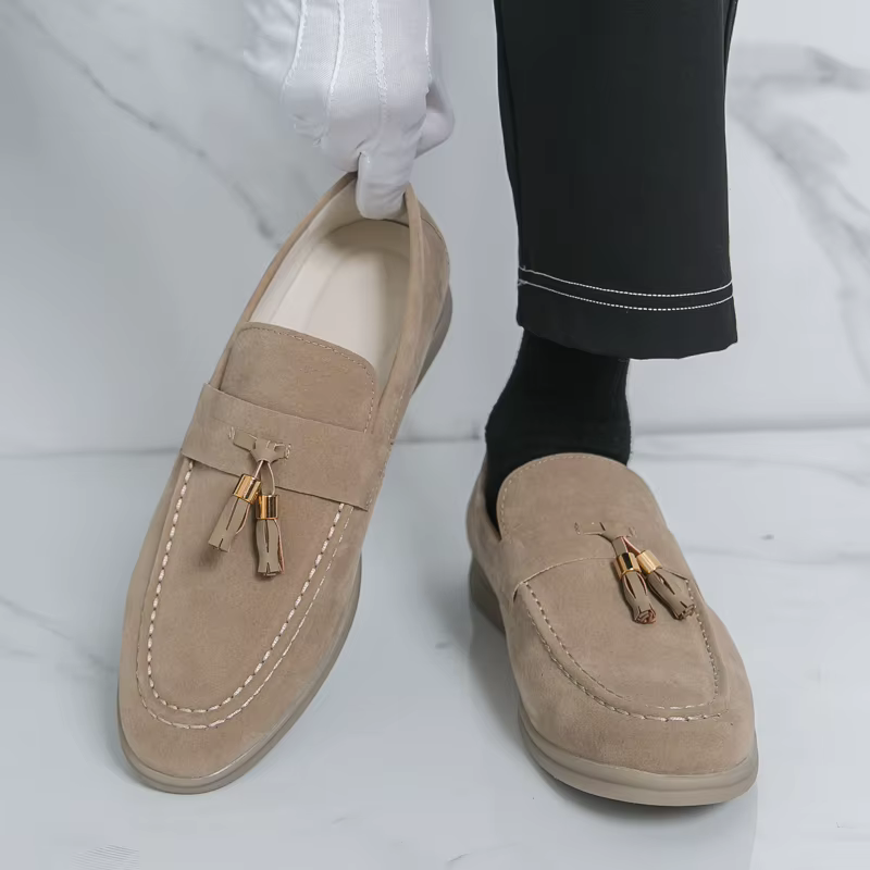 Designer hommes mocassin glands sans lacet mocassins chaussures en cuir suédé