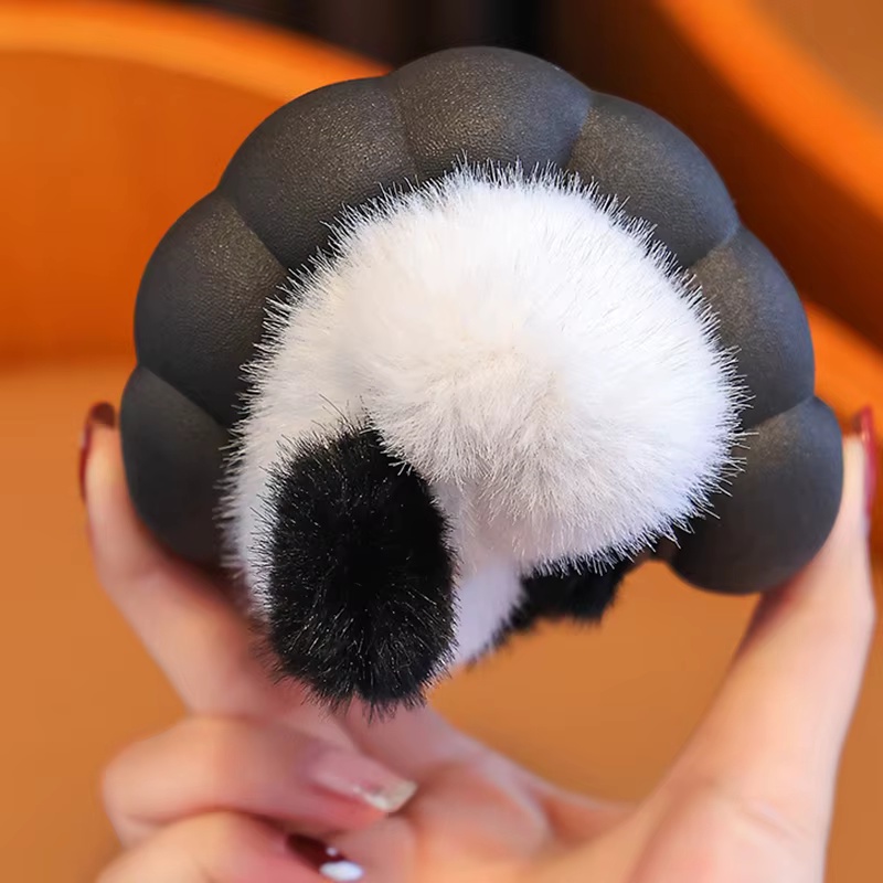 Pantoufles d'hiver en fourrure de Panda de dessin animé pour enfants