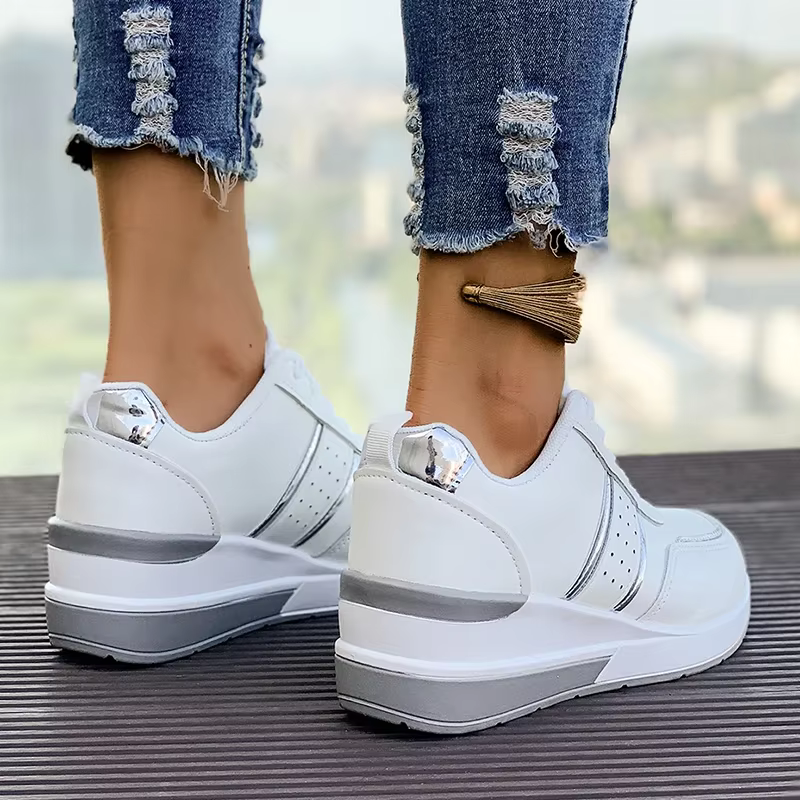 Baskets à Semelles Compensées Blanches Antidérapantes pour Femme