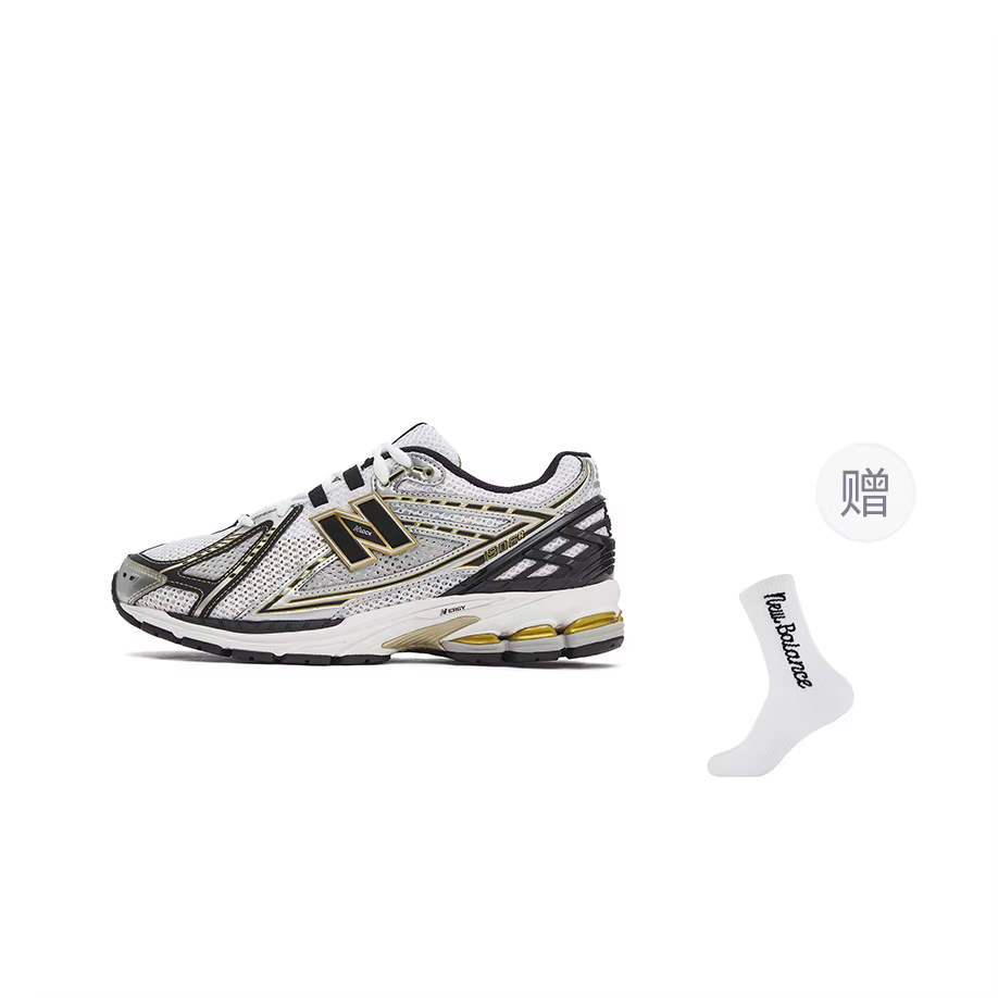 New Balance NB 1906R Chaussures de course basses unisexes tendance rétro polyvalentes en maille textile et cuir synthétique blanc argenté