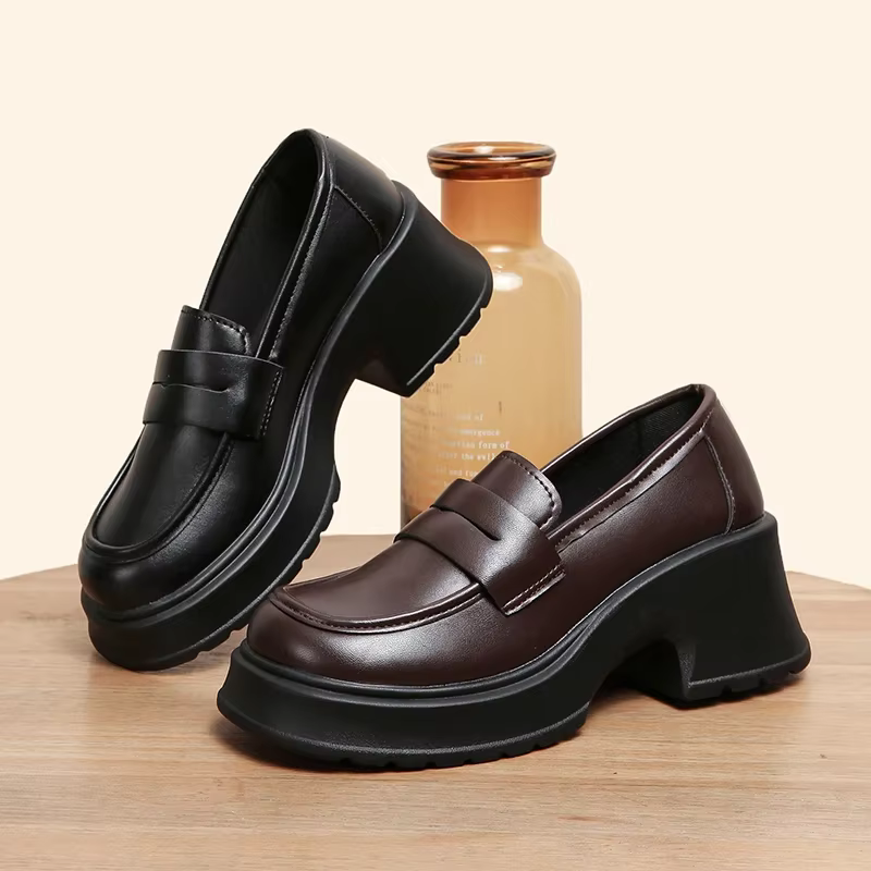 Lucyever-Mocassins à plateforme en cuir PU pour femmes
