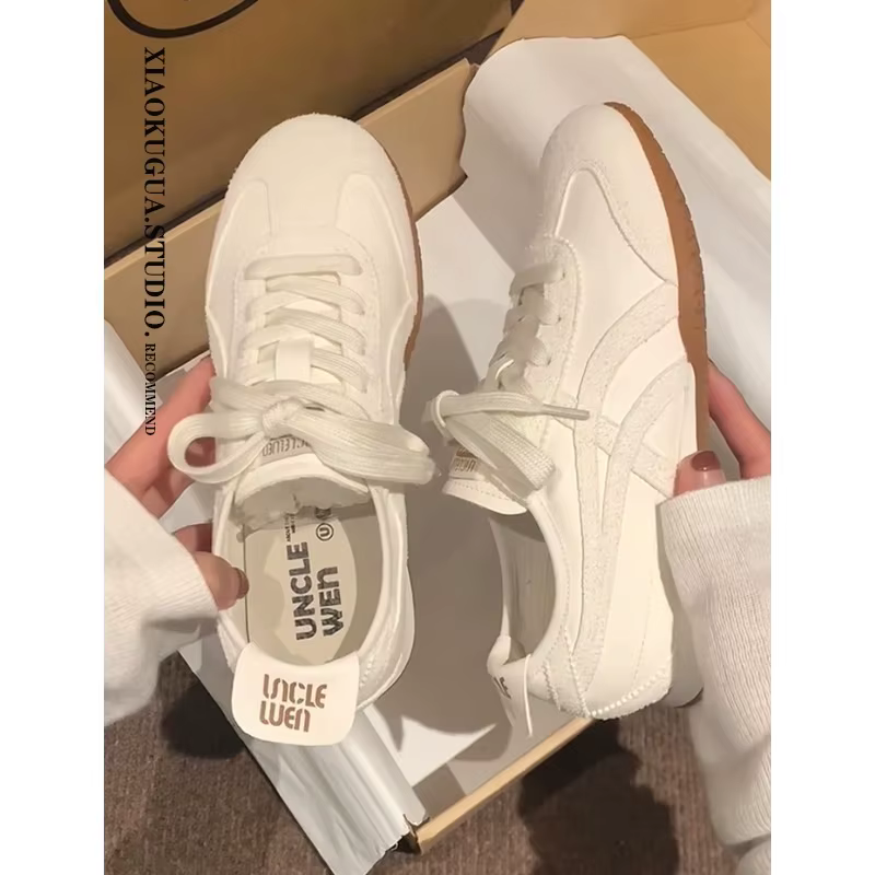 Chaussures de sport décontractées légères en cuir véritable rétro pour femmes