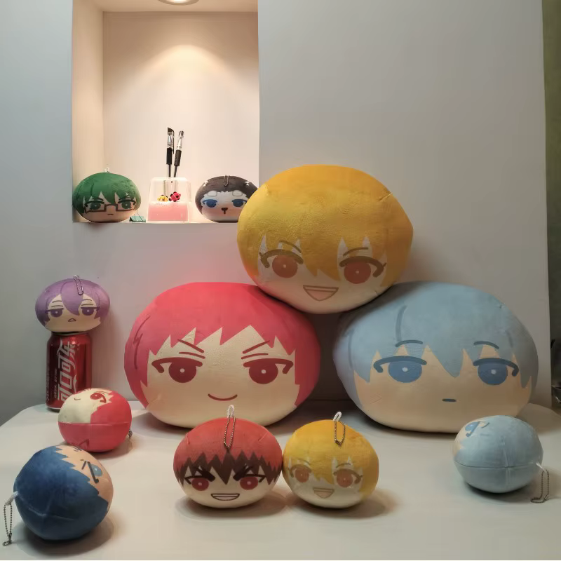 Mascotte de basket-ball Kuroko Omanjuu Niginigi, pendentif et coussin en peluche rond et mignon, Tetsuya Kagami Kise Midorima Aomine Akashi