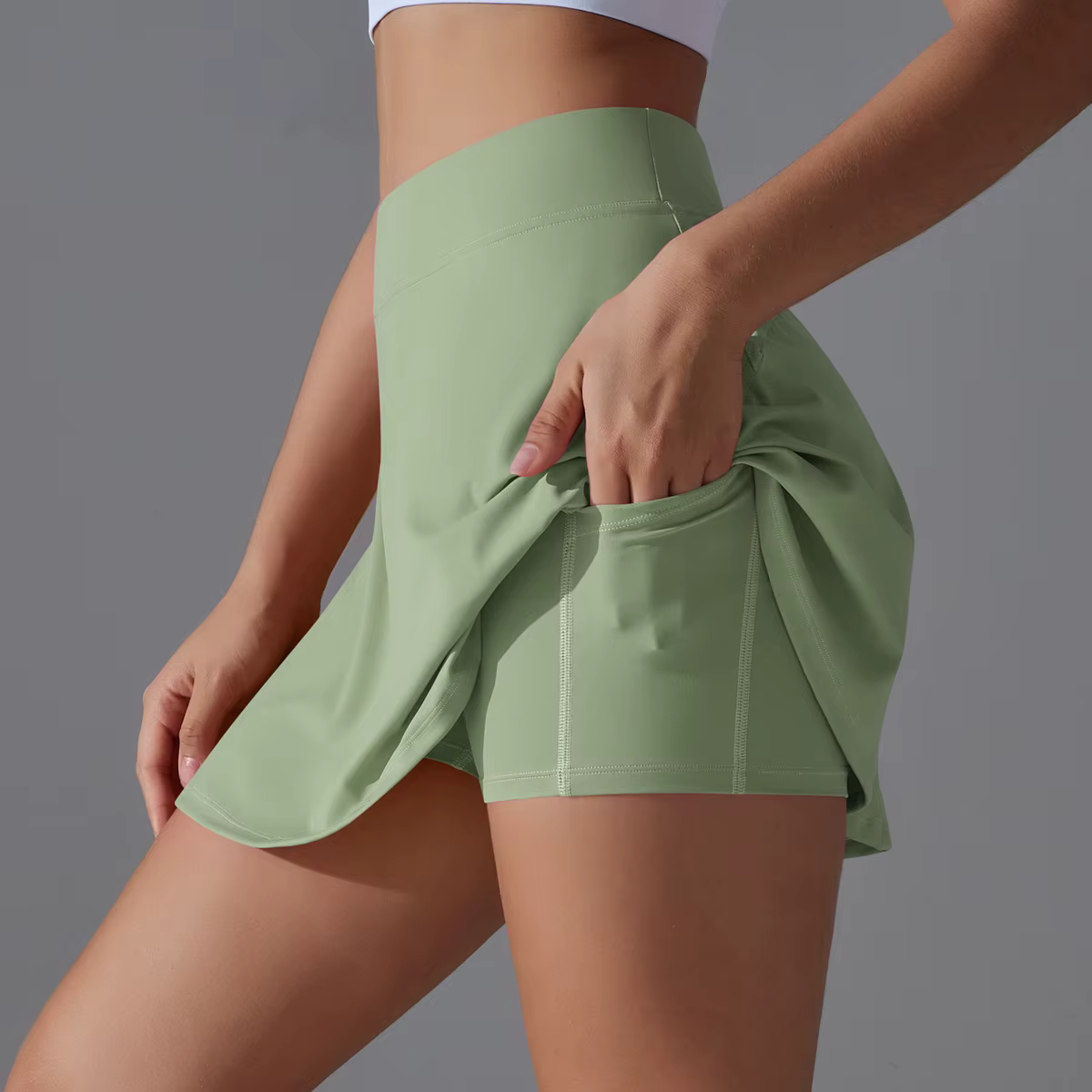 Jupe de Tennis pour femmes, jupe de Sport à volants avec short, faux deux pièces, vêtements de Fitness, taille haute, respirante, danse, Yoga