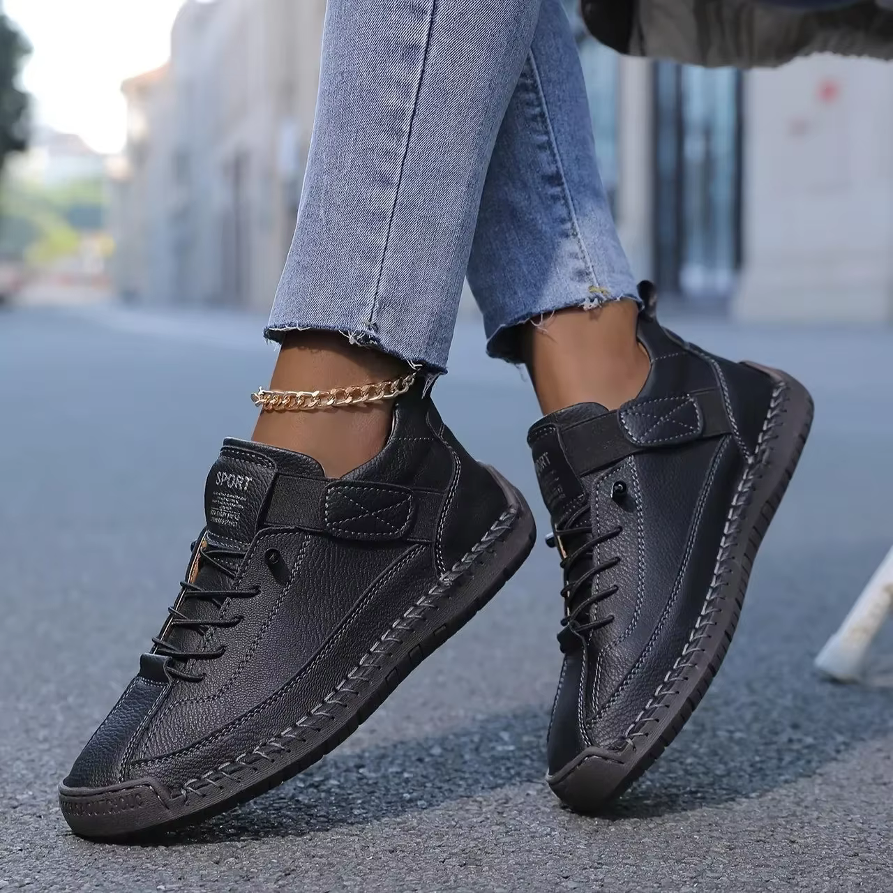 Chaussures d'été femme plate-forme loisirs mocassins à la main respirant baskets