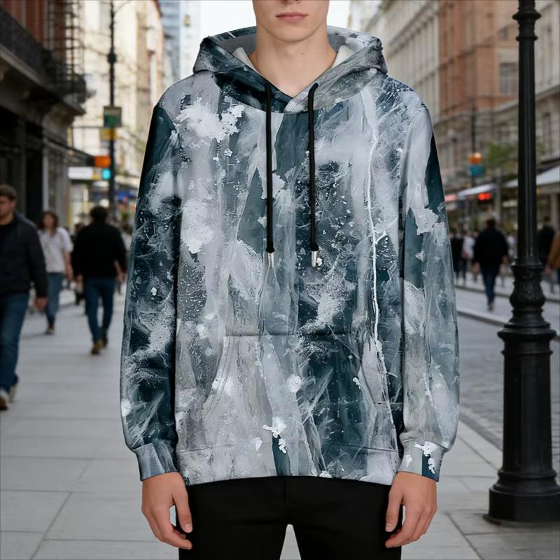 Sweat à capuche surdimensionné pour hommes, imprimé d'art abstrait moderne, pull à capuche avec poche, Streetwear, mode Couple