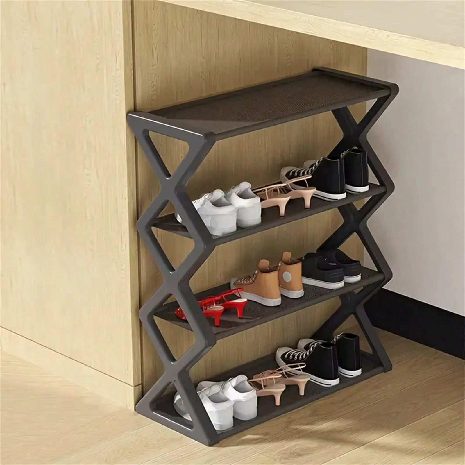 Étagère à chaussures empilable à 4 couches