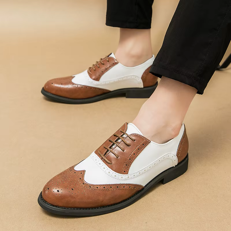 Chaussures Richelieu rétro bicolores pour hommes