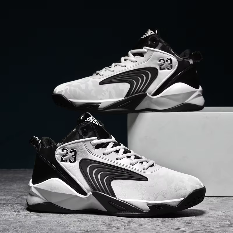Chaussures de basket-ball pour hommes, chaussures de sport plates et confortables, résistantes à l'usure, à rebond, antidérapantes, à amorti, bottes d'entraînement