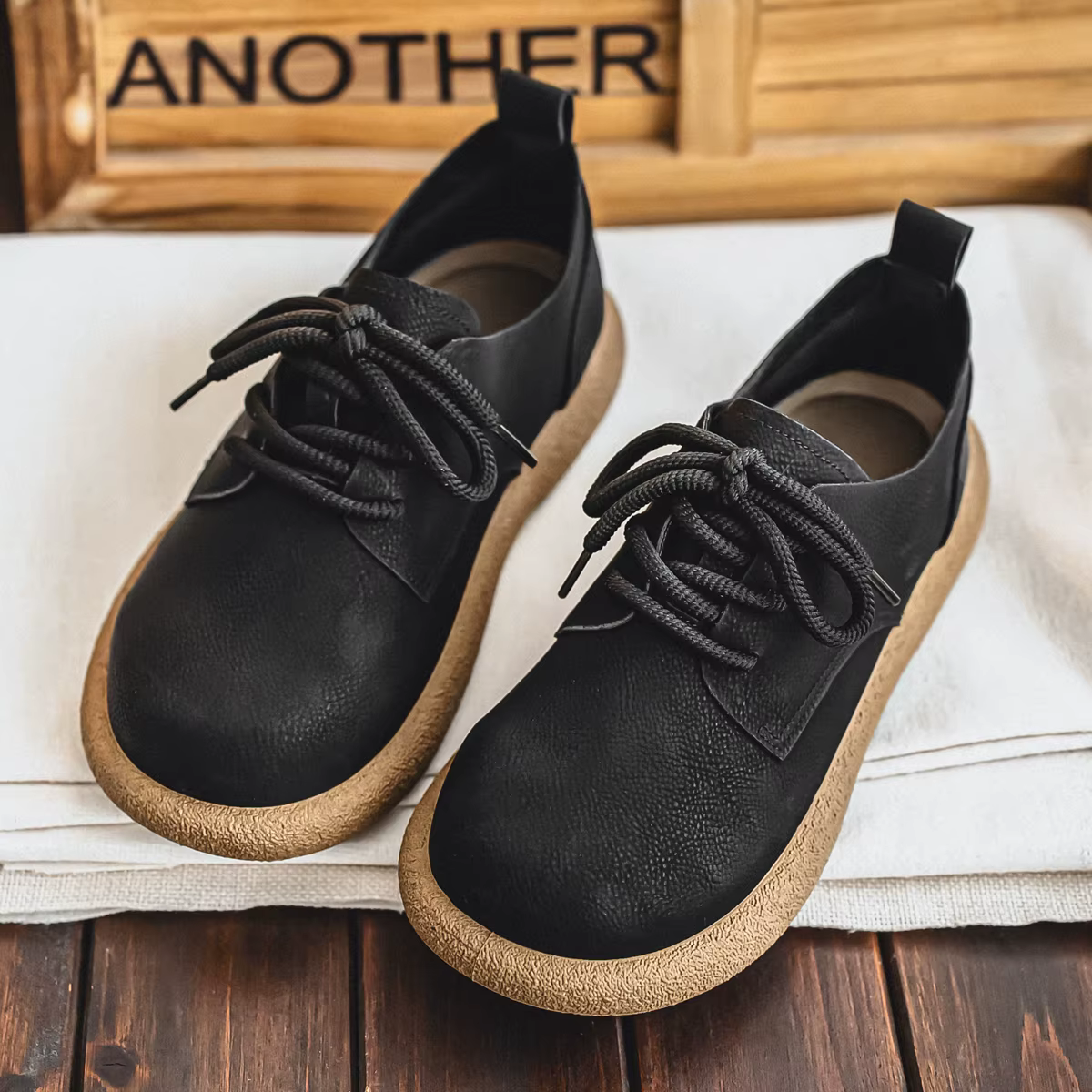 Hommes grande taille rétro Style britannique chaussures en cuir PU cheville confortable pied sensation