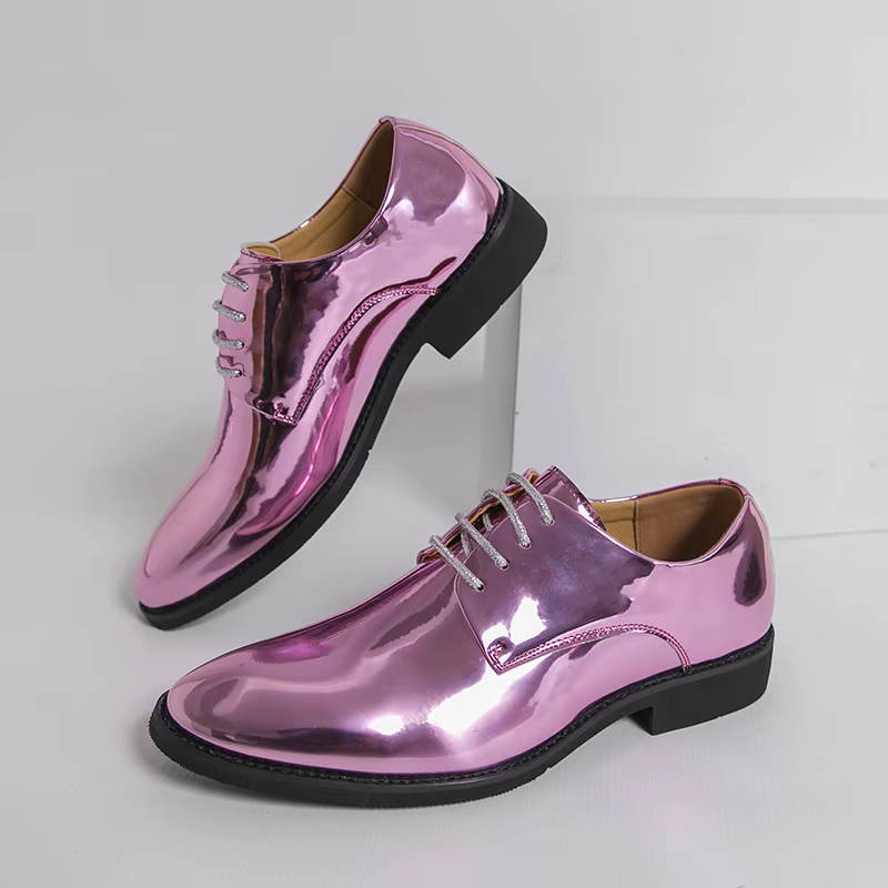 YEHENG Chaussures habillées métalliques brillantes pour hommes