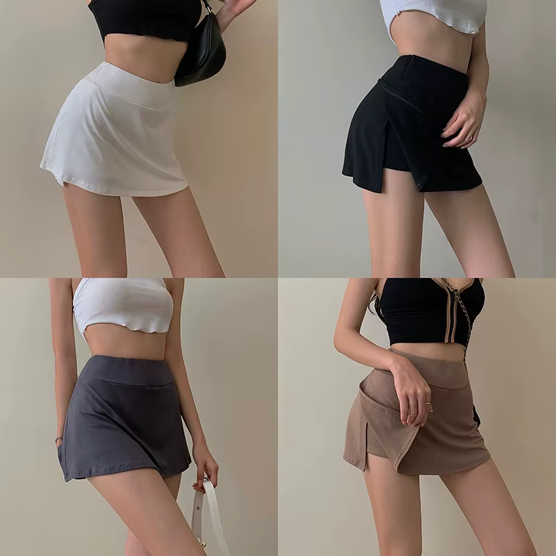 Jupe de Tennis pour femmes, taille haute, Sexy, sac serré aux hanches, jupe courte de sport d'été, jupe trapèze fendue, Mini jupe Y2K
