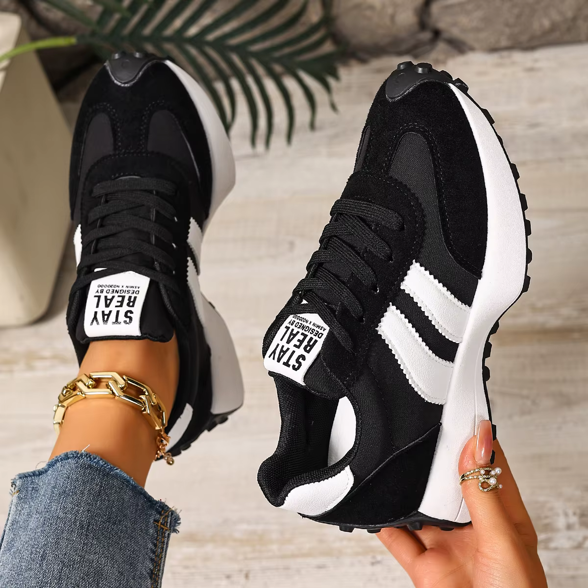 Femmes baskets rétro décontracté fond plat bout rond chaussures de sport printemps automne