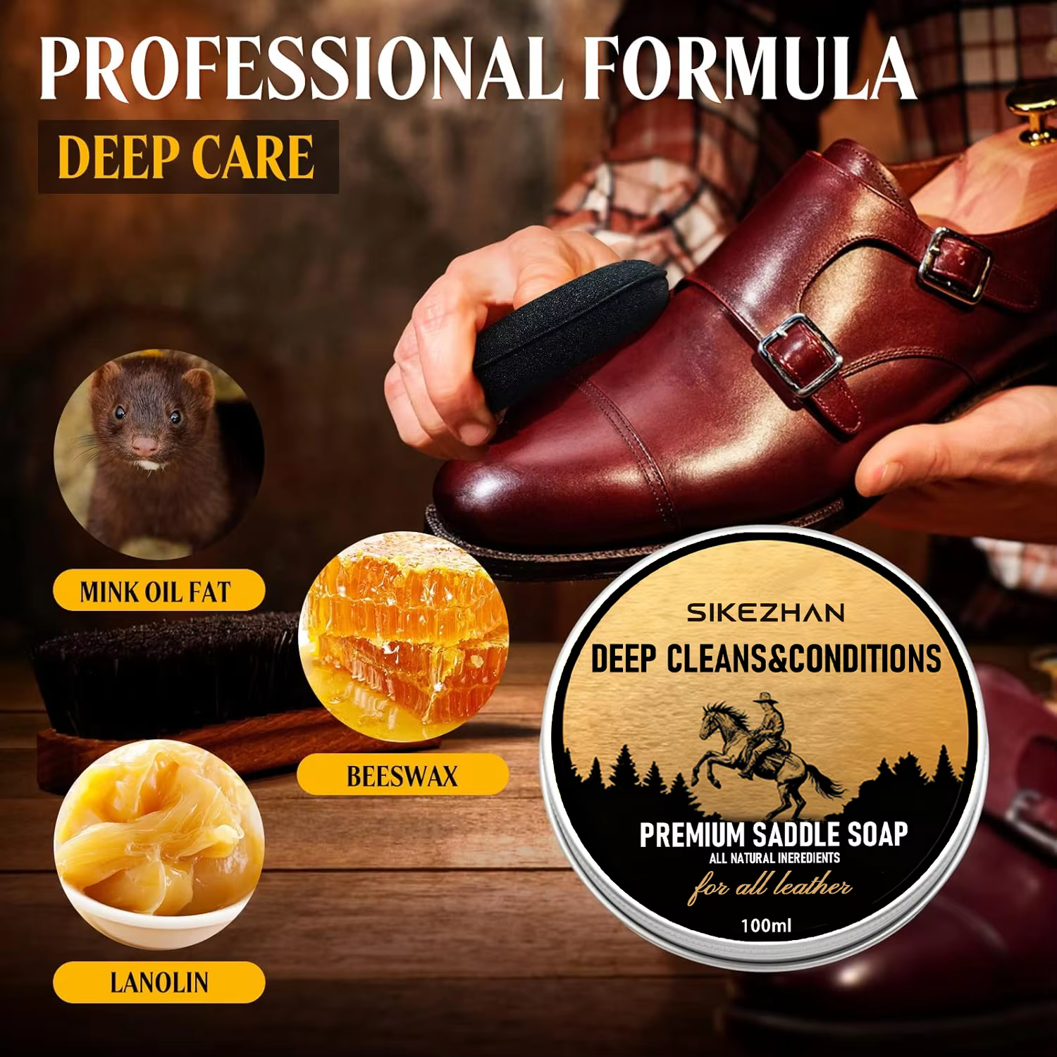 Savon de selle nettoyant pour chaussures en cuir