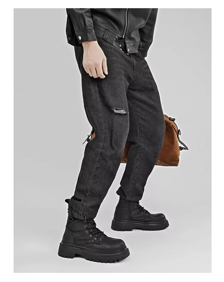 Bottes pour hommes 2025 automne rétro style britannique noir vêtements de travail