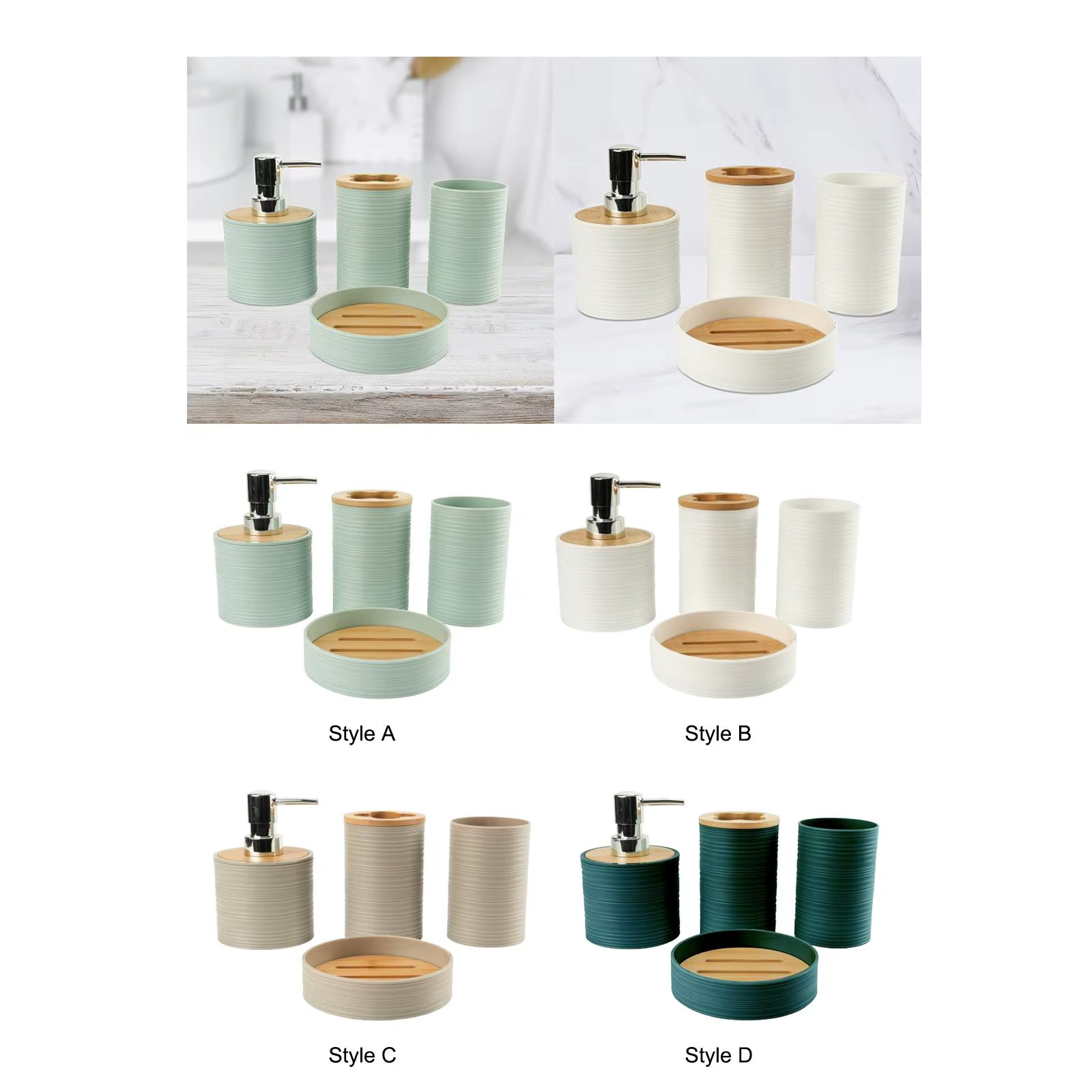 Ensemble d'accessoires de salle de bain 4 pièces, ensemble complet d'accessoires de bain, décor de salle de bain
