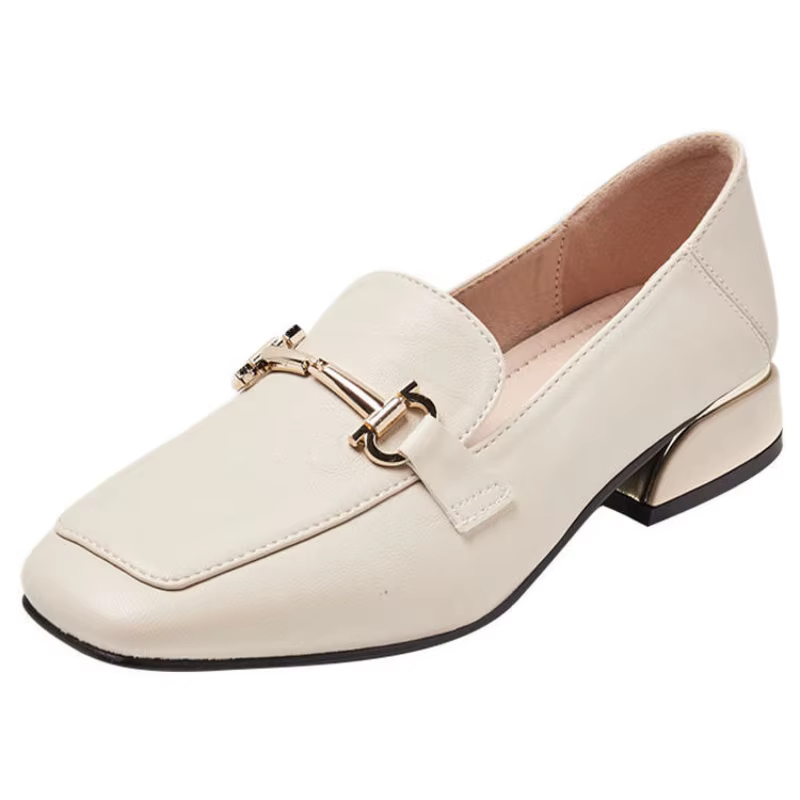 Chaussures d'été à bout carré pour femmes, mocassins de bureau élégants à talons bas, marque de luxe noire, à enfiler, de haute qualité, 2025
