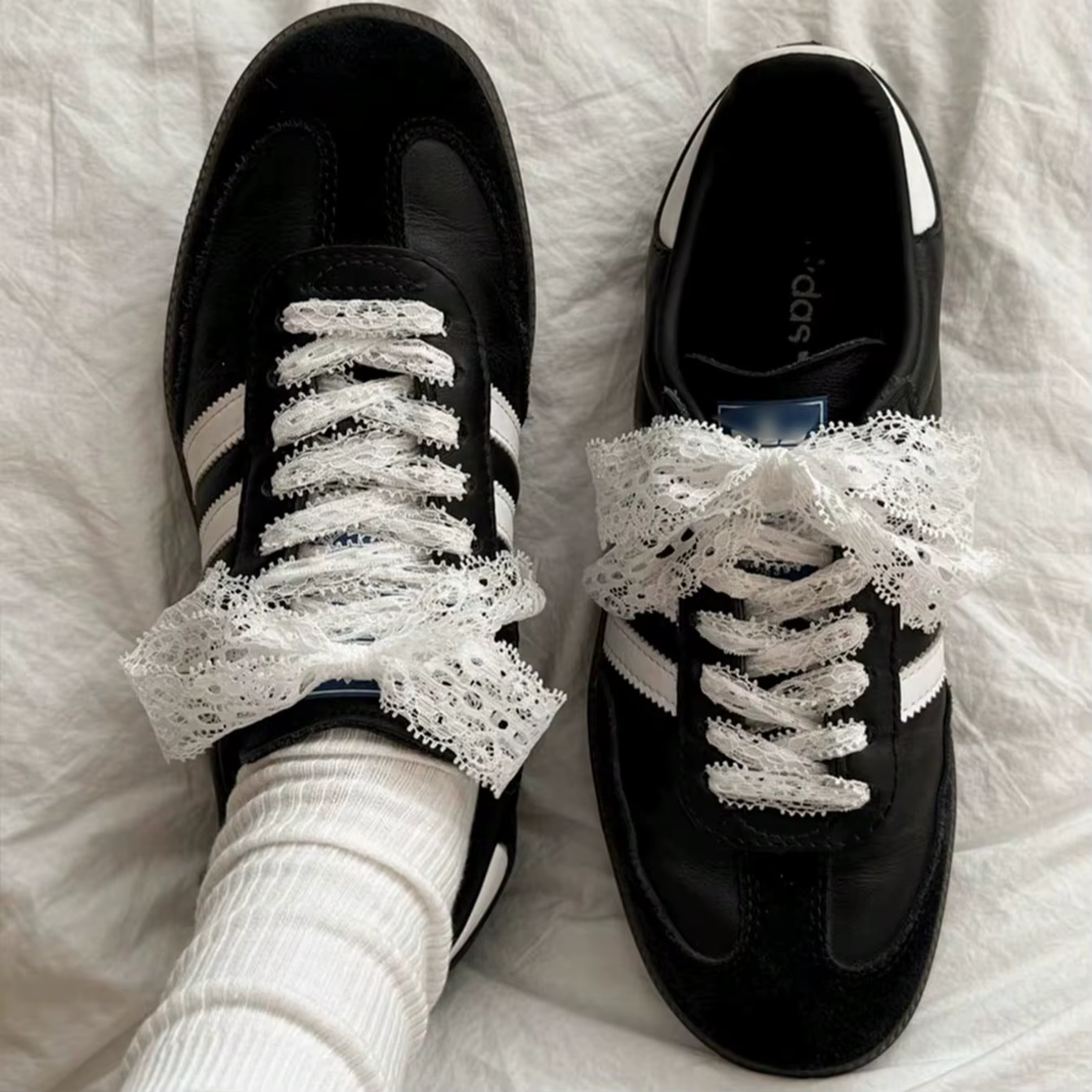 1 paire de lacets en dentelle avec nœud coréen de Style Ins