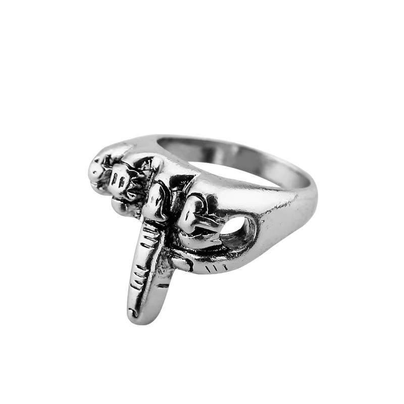 Bague pour homme style rock avec motif doigt d'honneur vertical, bijou tendance pour les individus avant-gardistes