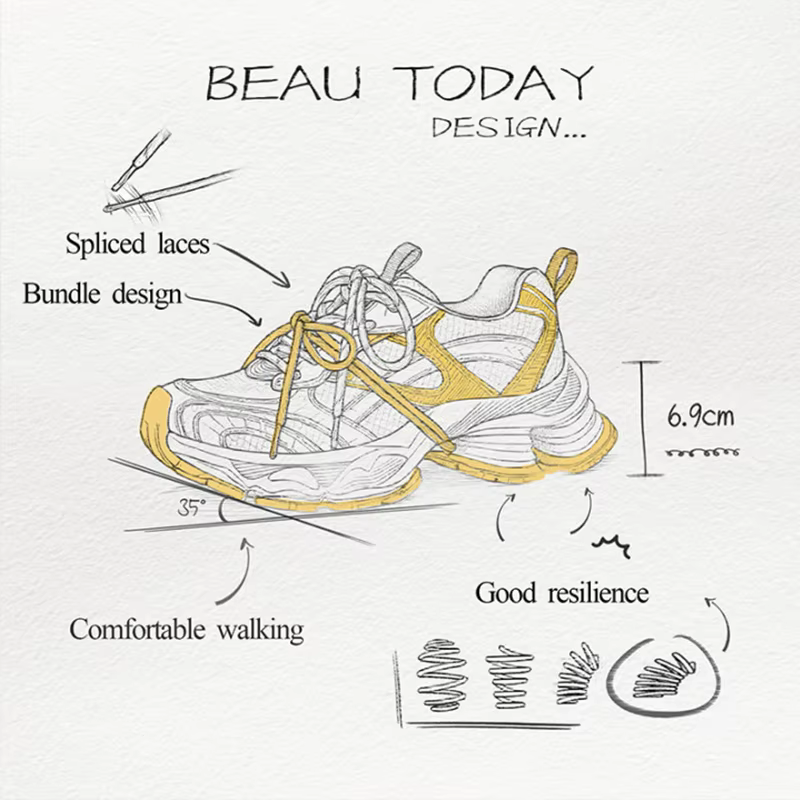 BEAUTODAY grosses baskets femmes en cuir synthétique maille bout rond à lacets sport formateurs dames Patchwork chaussures à la main 29A51