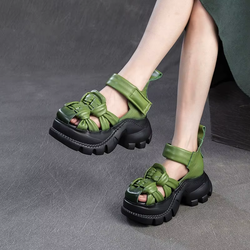 CKTINOO 2026 Nouvelles sandales d'été en cuir véritable à plateforme