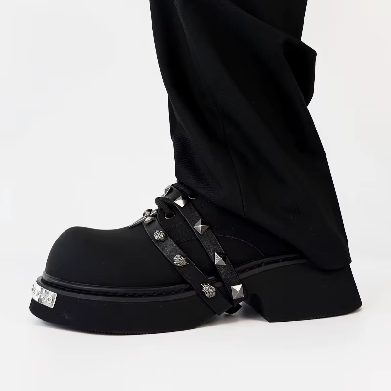Hommes femmes à semelles épaisses grosse tête rétro Derby chaussures mode haute qualité en cuir