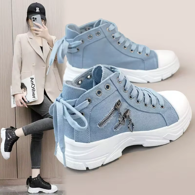 Tailles 35-44 chaussures de créateur de luxe pour femmes mode rétro bleu clair Denim haut