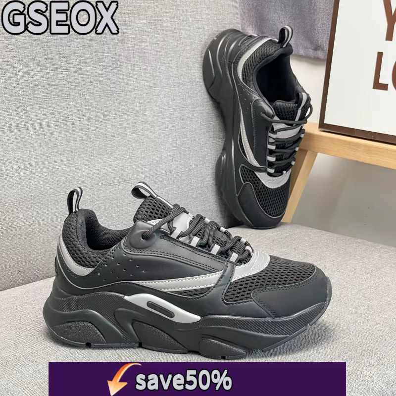 GSEOX Chaussures de sport décontractées à semelles épaisses pour hommes et femmes avec sangles en maille élastique
