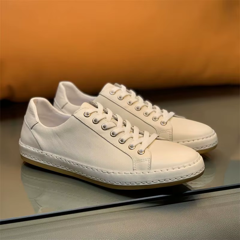 Collection classique européenne 2025 Premium Vintage baskets en cuir véritable chaussures pour hommes décontractées d'affaires