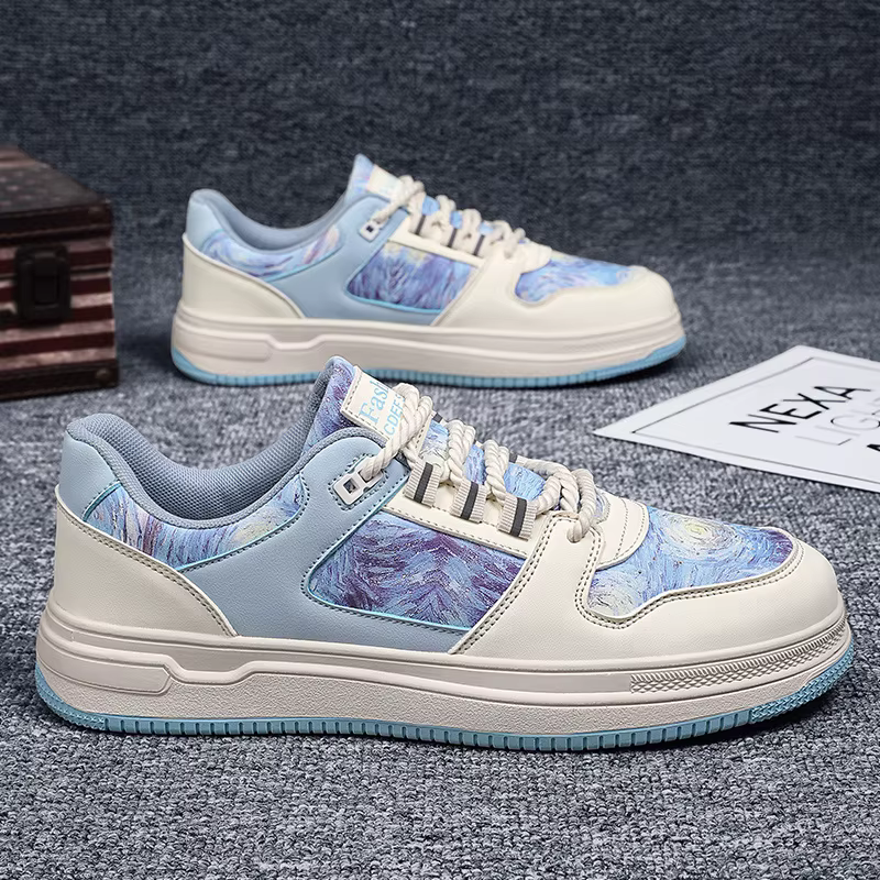 Chaussures de marche pour hommes mode sport décontracté respirant en cuir plat antidérapant confortable baskets