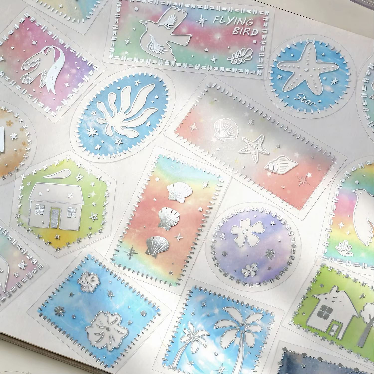 4style Starry Rover Series PET Sticker Watercolor Blending Theme Material Collage Sticker DIY Junk Journal Scrapbook Diary Decor