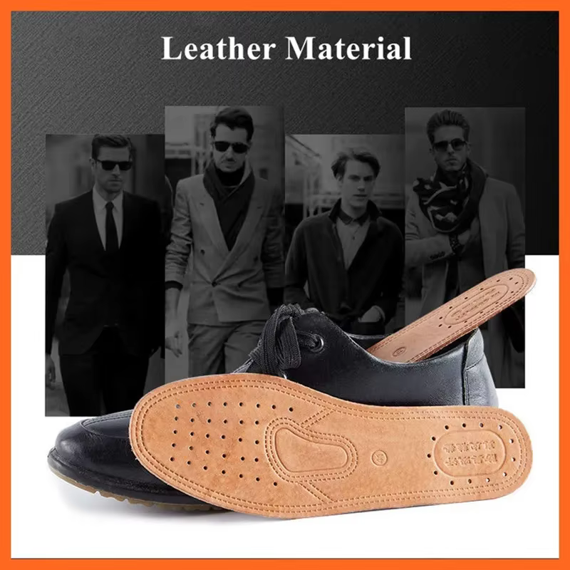 1 paire de semelles intérieures en cuir de vache pour chaussures hommes déodorant confortable semelle intérieure en cuir décontracté pieds qualité en cuir véritable chaussures plates semelle