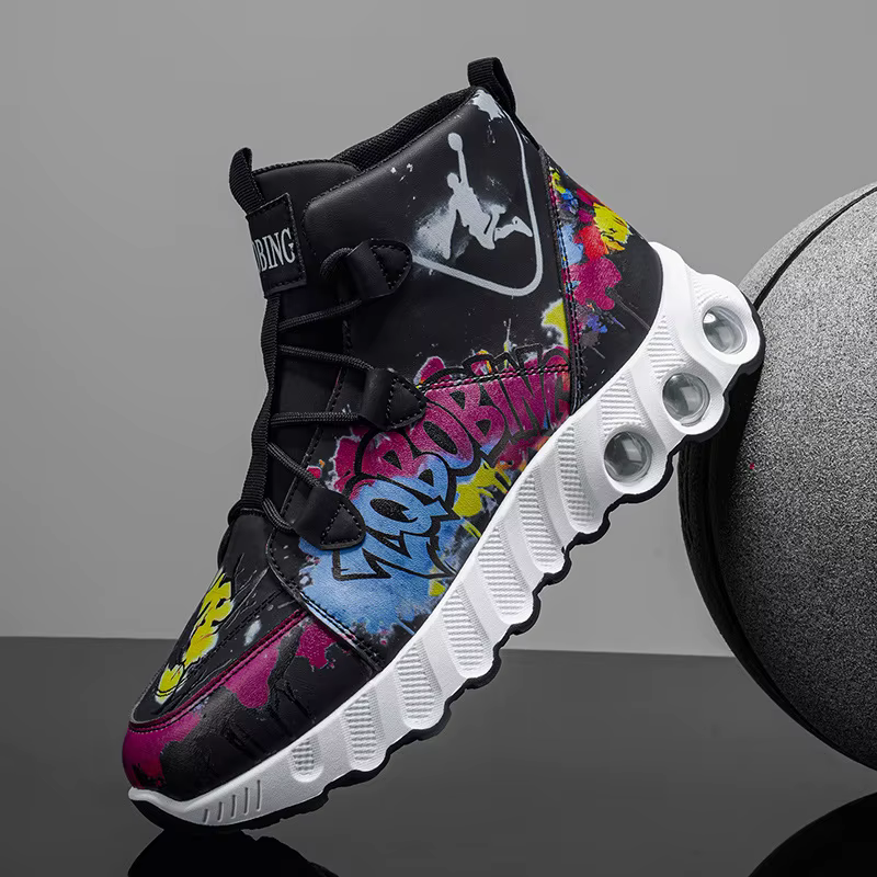Chaussures de sport montantes pour hommes à semelle épaisse
