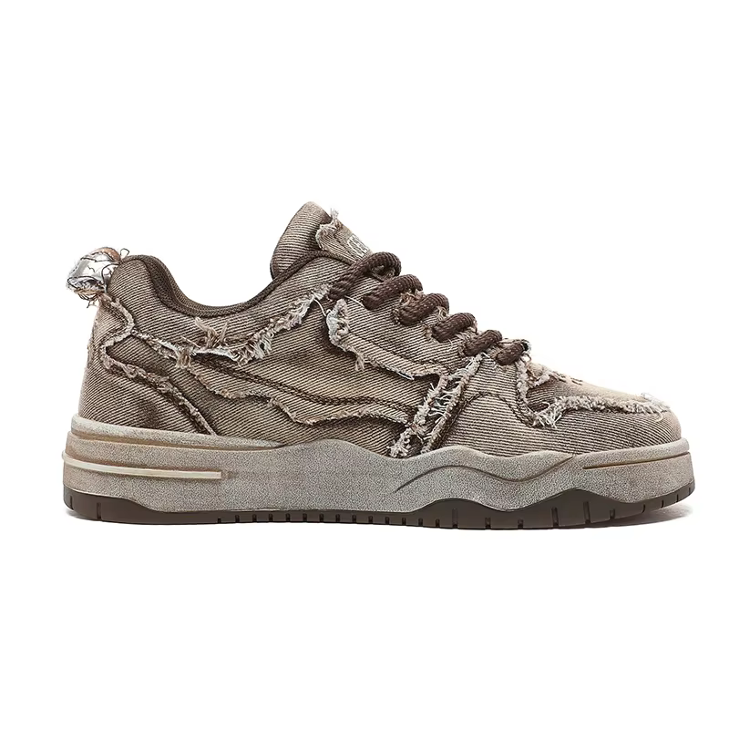 Chaussures de skateboard personnalisées en denim rétro pour hommes