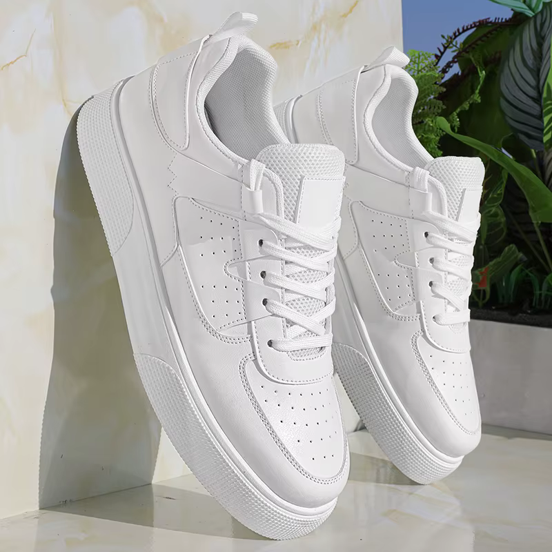 LOEIKAN Baskets décontractées blanches pour hommes | Chaussures de skate légères à tige basse