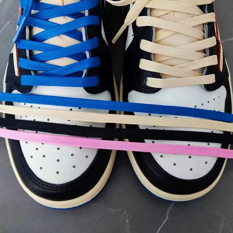 Lacets plats en coton ciré bleu rose hommes femmes tendance personnalité baskets Sport décontracté basket-ball foudre