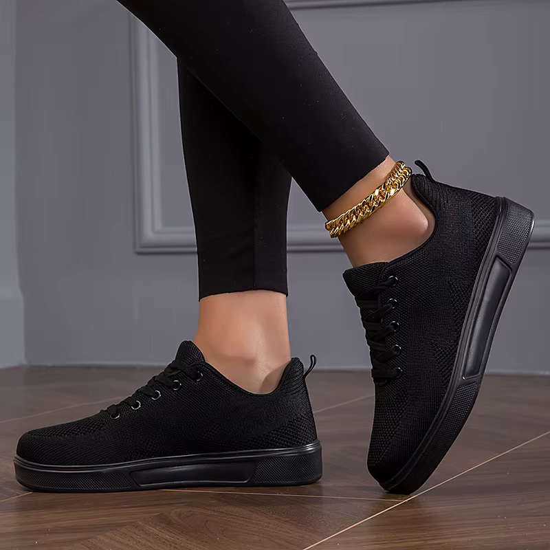 Moipheng noir baskets femmes décontracté maille à lacets Sport chaussures plates filles respirant blanc grosses