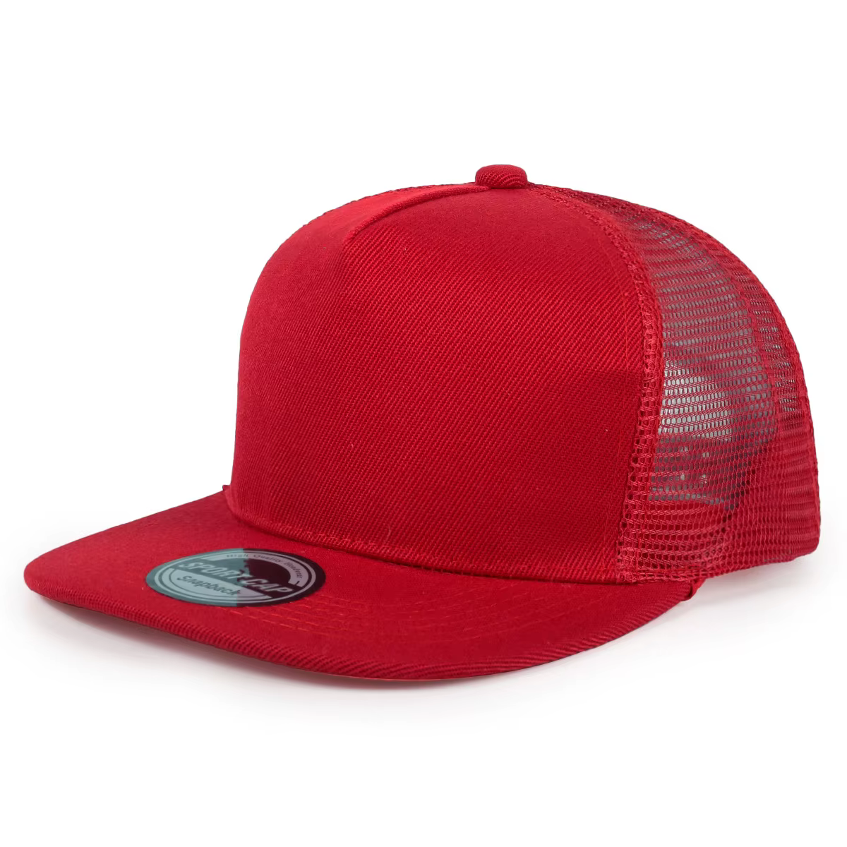 Casquettes en maille à bord plat de couleur unie avec logo imprimé personnalisé