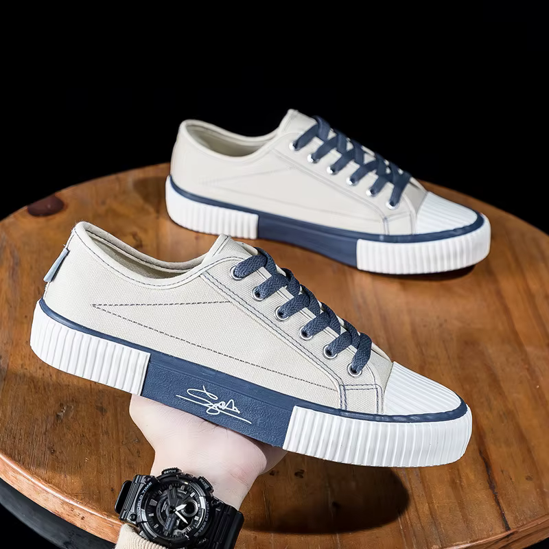 Baskets plates en toile respirantes pour hommes
