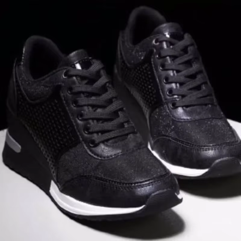 2025 baskets compensées maille plate-forme chaussures couleur unie fond épais fermeture éclair
