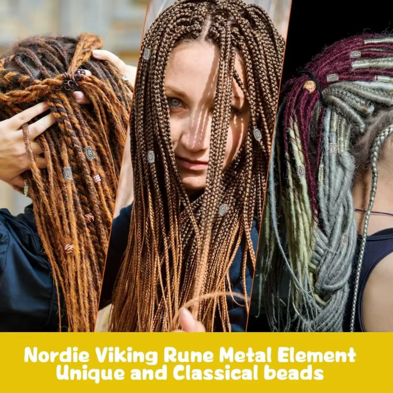 Nouveau kit de perles pour la barbe et accessoires capillaires nordiques, style viking, pour la création de bijoux DIY, pendentifs et outils capillaires.